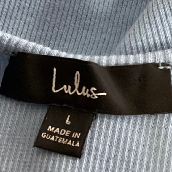 Lulus Go With You Light Blue Ribbed Ruched Cutout Sleeveless Bodycon Dress Sz L - Picture 7 of 9